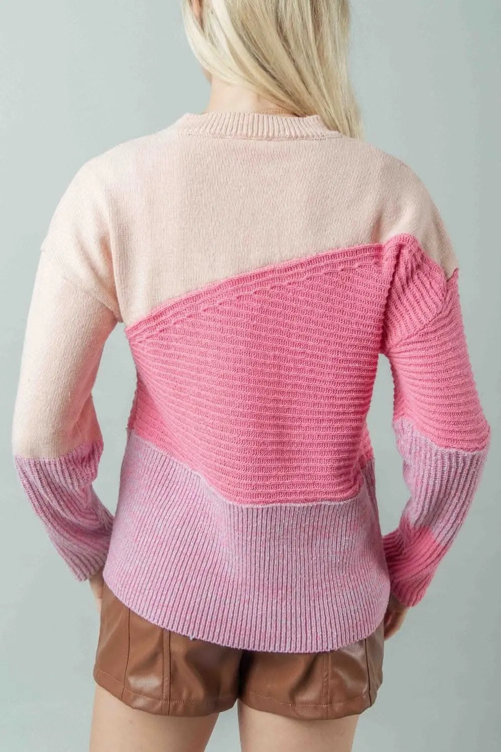 VERY J Color Block Long Sleeve Sweater - Love Salve